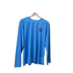 Swim Shirt Burnside Men's Blue Quick Dry Long Sleeve Pullover UPF 30+ Medium